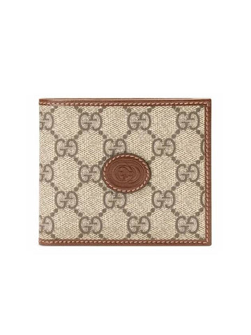 GG Supreme Interlocking Half Wallet Brown - GUCCI - BALAAN 1