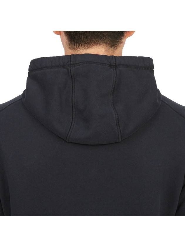 Tape For Print Brushed Cotton Fleece Hoodie Navy - STONE ISLAND - BALAAN 8