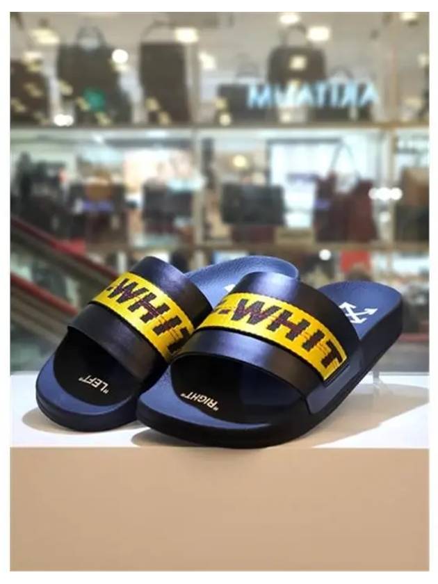 Men's Industrial Yellow Logo Slippers Black - OFF WHITE - BALAAN 3