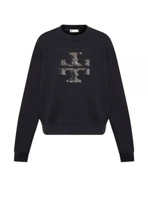 Embroidered Logo Sweatshirt Black - TORY BURCH - BALAAN 2