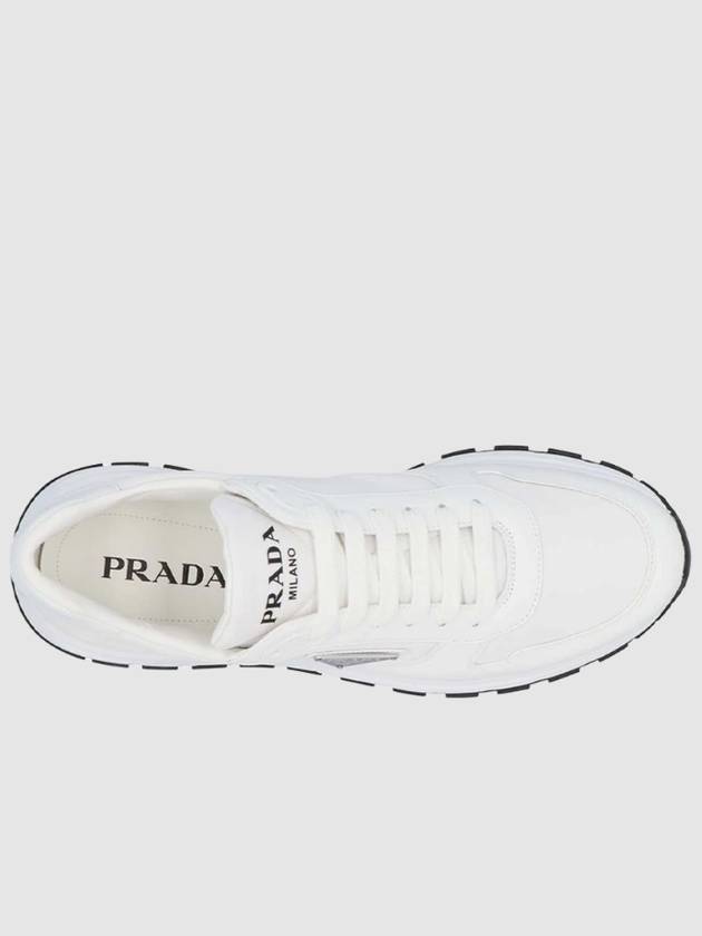 Prax 01 Re-Nylon Brushed Leather Low-Top Sneakers White - PRADA - BALAAN 3