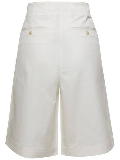 White Twill Pleated Bermuda Shorts In Cotton Woman - TOTEME - BALAAN 2