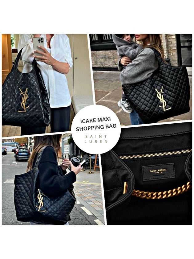 Icare Gold Logo Maxi Shoulder Bag Black - SAINT LAURENT - BALAAN 11