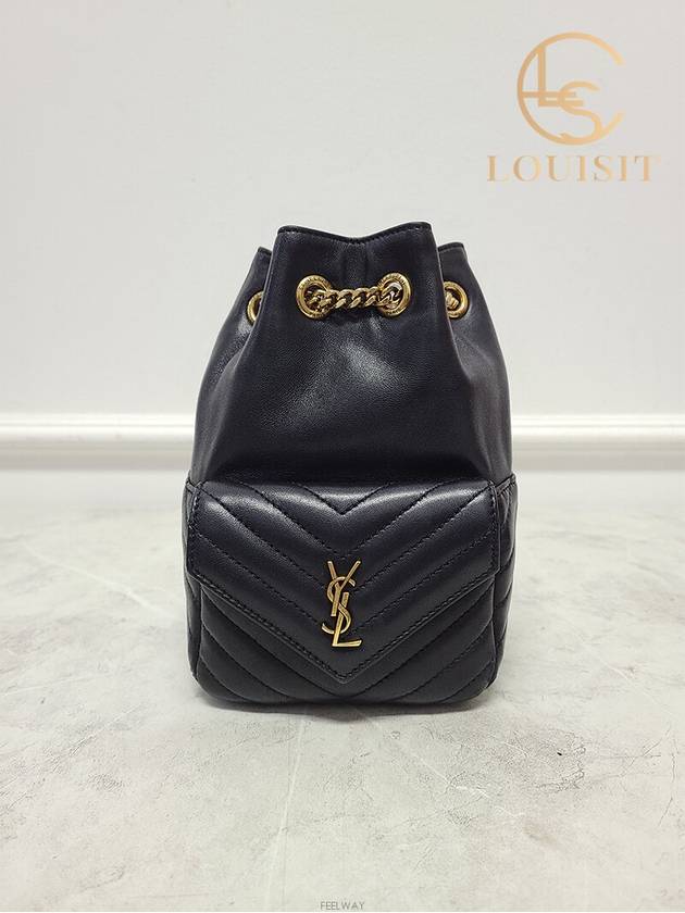 Used luxury goods Lewis It Black lambskin gold JOE mini chain bucket bag - SAINT LAURENT - BALAAN 1