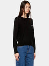 Women's Embroidered Logo Pullover Cotton Knit Top Black - A.P.C. - BALAAN 4