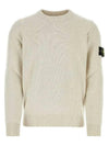 Logo Patch Lambswool Crewneck Knit Top Beige - STONE ISLAND - BALAAN 2