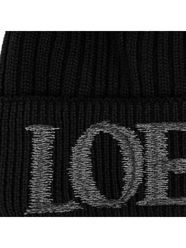 Embroidered Logo Wool Beanie Black - LOEWE - BALAAN 5