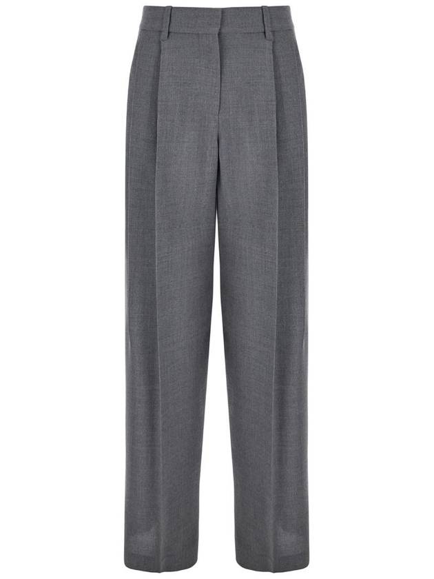 Grey Pants With Belt Loops In Wool Woman - BRUNELLO CUCINELLI - BALAAN 1