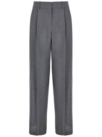 Grey Pants With Belt Loops In Wool Woman - BRUNELLO CUCINELLI - BALAAN 1