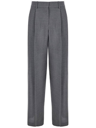 Grey Pants With Belt Loops In Wool Woman - BRUNELLO CUCINELLI - BALAAN 1