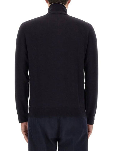 Zip Neck Merino Wool Knit Top Navy - PAUL SMITH - BALAAN 1