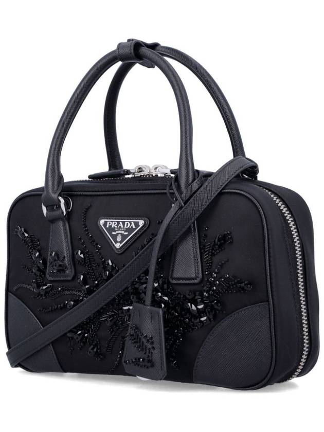 Embroidered detailing mini tote bag black - PRADA - BALAAN 5