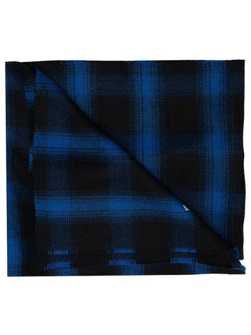 cotton check logo embroidery muffler blue - BALENCIAGA - BALAAN.