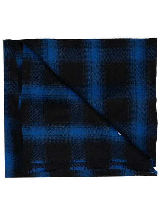 cotton check logo embroidery muffler blue - BALENCIAGA - BALAAN.