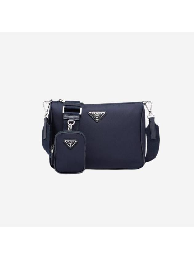 Re-Nylon Saffiano Leather Shoulder Bag Navy - PRADA - BALAAN 1