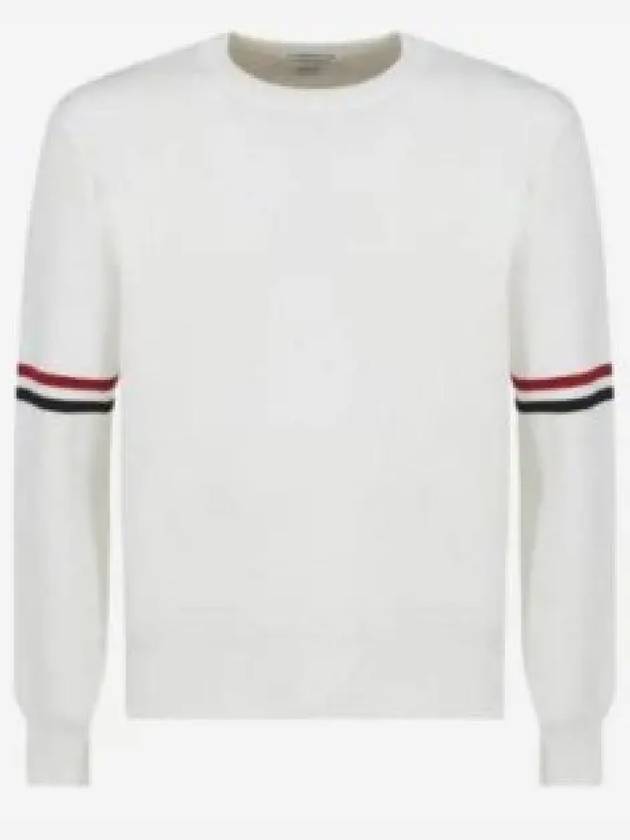 Men's Milan Stitch Armband Crew Neck Knit Top White - THOM BROWNE - BALAAN 2