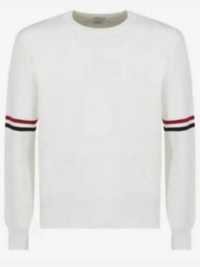 Men's Milan Stitch Armband Crew Neck Knit Top White - THOM BROWNE - BALAAN 2