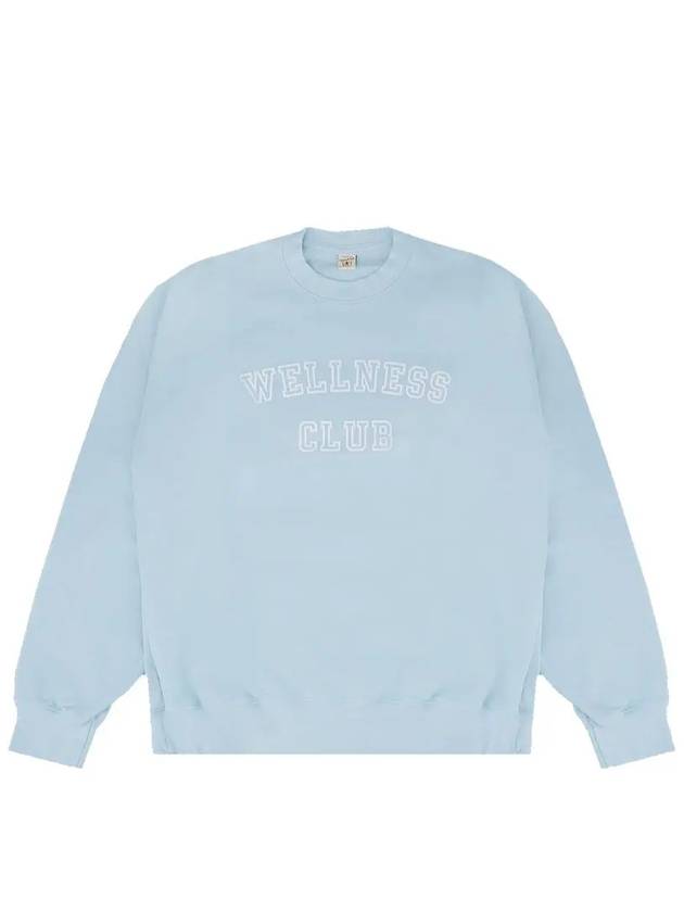 Wellness Club Flock Crew Neck Cotton Sweatshirt Baby Blue - SPORTY & RICH - BALAAN 3