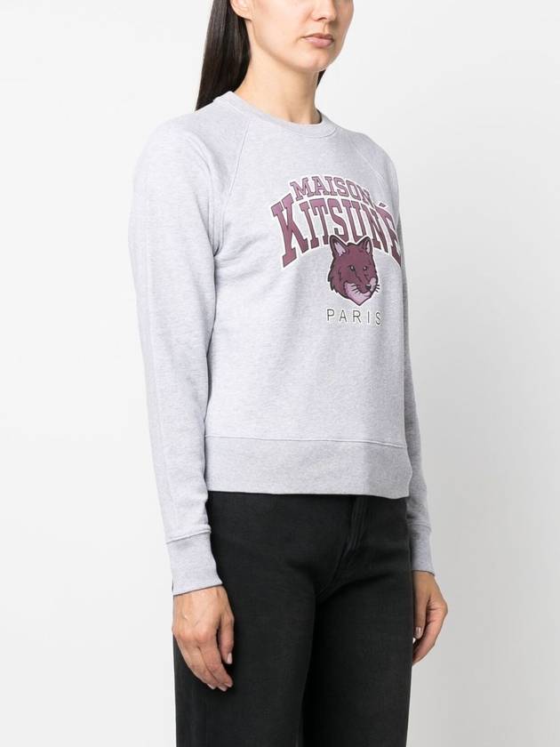 Campus Fox Print Cotton Sweatshirt Light Grey Melange - MAISON KITSUNE - BALAAN 4