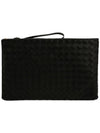 Intrecciato Large Clutch Bag Black - BOTTEGA VENETA - BALAAN.