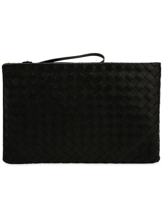 Intrecciato Large Clutch Bag Black - BOTTEGA VENETA - BALAAN.