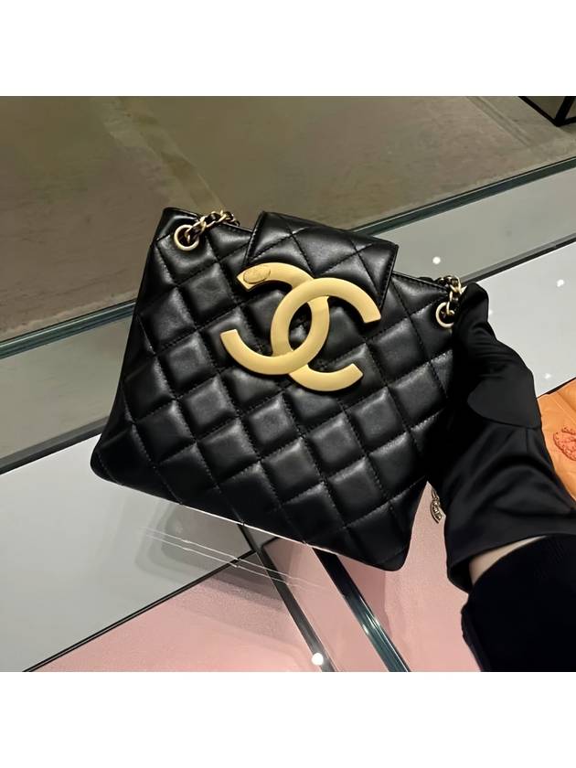 CC Big Logo Small Cross Shoulder Two Way Bag Black AS4596 - CHANEL - BALAAN 1