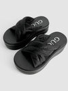 GG Platform Padded Nylon Slide Sandals Black - GUCCI - BALAAN 7