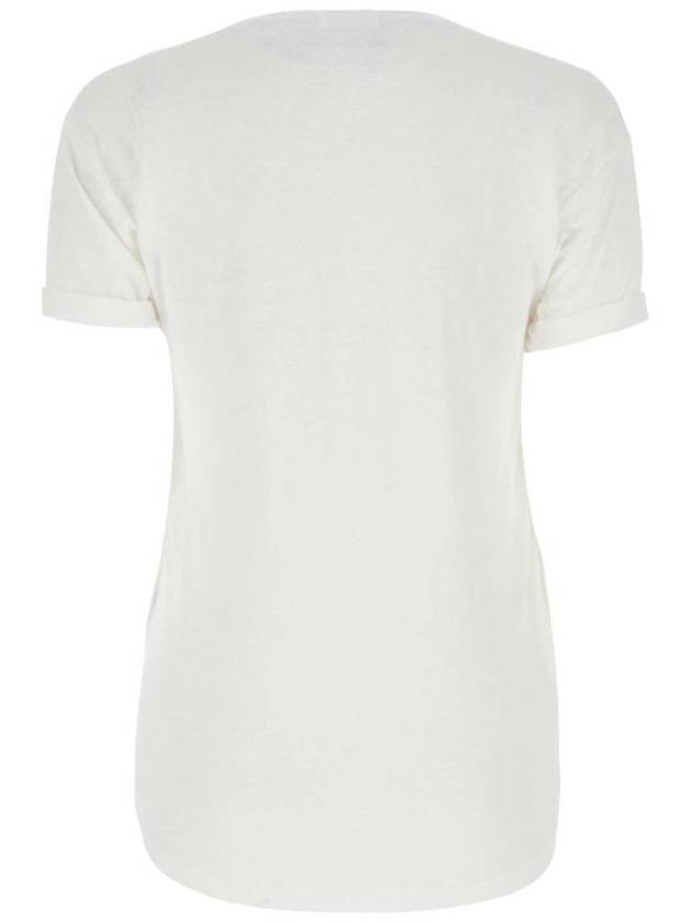 Koldi Logo Linen Short Sleeve T-Shirt White - ISABEL MARANT ETOILE - BALAAN 3