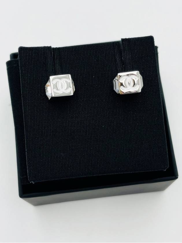 Earrings silver cubic square cube CC logo - CHANEL - BALAAN 3