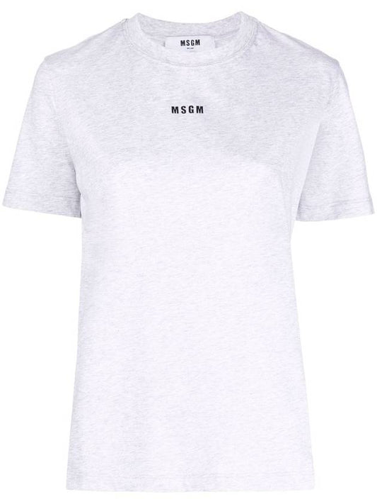 Micro Logo Print Cotton Short Sleeve T-Shirt Gray - MSGM - BALAAN.
