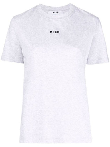 Micro Logo Print Cotton Short Sleeve T-Shirt Grey - MSGM - BALAAN 1