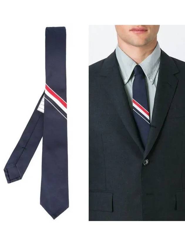 Grosgrain Stripe Classic Tie Navy - THOM BROWNE - BALAAN 2