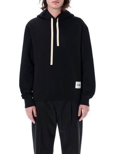 Plus Logo Patch Popover Hoodie Black - JIL SANDER - BALAAN 2