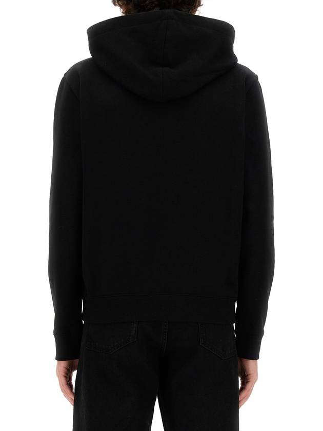 Men's Chest Small Logo Hoodie Black - SAINT LAURENT - BALAAN 4