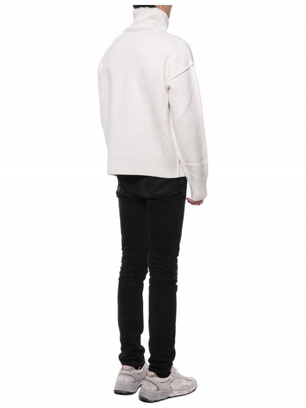 Intarsia Heart Logo Turtleneck White - AMI - BALAAN 7