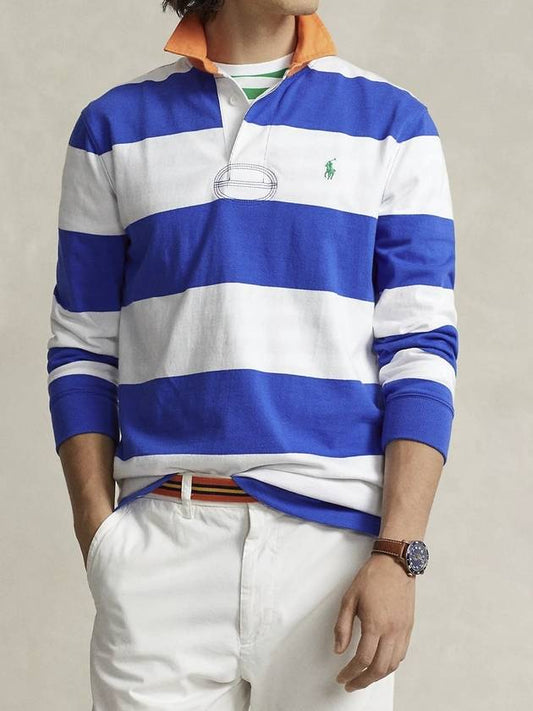 Block Stripe Classic Fit Polo Shirt Blue - POLO RALPH LAUREN - BALAAN 2