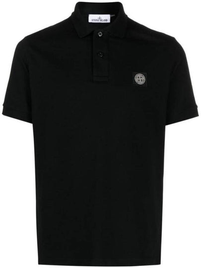 Pique Stretch Cotton Short Sleeve Polo Shirt Black - STONE ISLAND - BALAAN 2