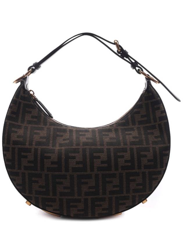 Fendigraphy FF Logo Small Fabric Hobo Shoulder Bag Brown - FENDI - BALAAN 3