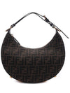 Fendigraphy FF Logo Small Fabric Hobo Shoulder Bag Brown - FENDI - BALAAN 2