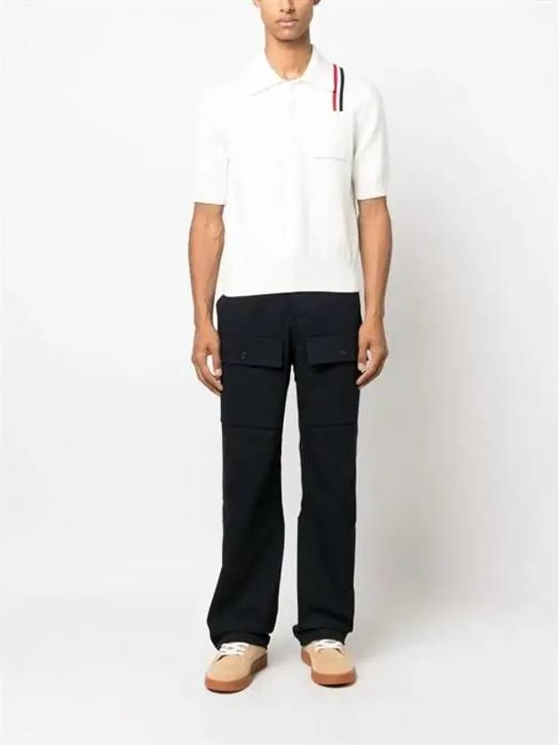 RWB Stripe Polo Shirt White - THOM BROWNE - BALAAN 3