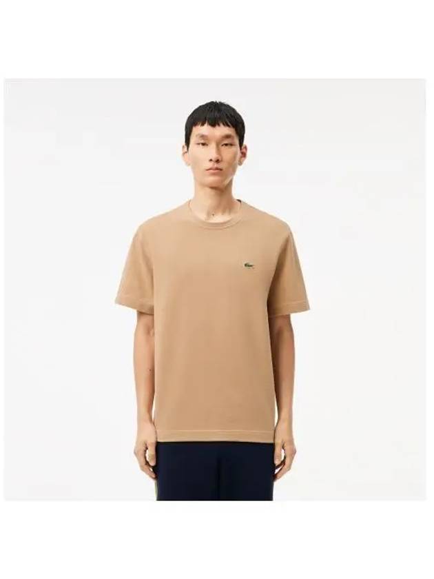 Men s Double Face Pique Short Sleeve T Shirt Beige - LACOSTE - BALAAN 1