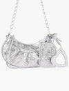 Women's Le Cagole XS Chain Metal Shoulder Bag Silver - BALENCIAGA - BALAAN 2