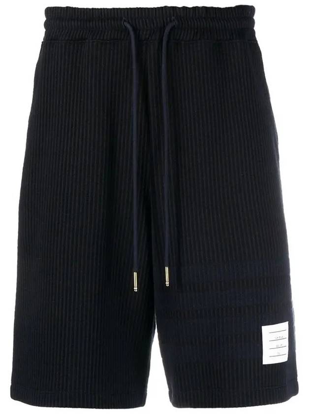 Seersucker Loopback 4-Bar Sweat Shorts Navy - THOM BROWNE - BALAAN 2