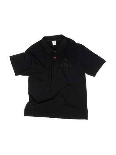 Men's Clover Embroidery Pique Shirt Black - IOEDLE - BALAAN 1