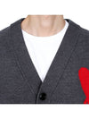 Big Heart Logo Wool Cardigan Grey - AMI - BALAAN 7