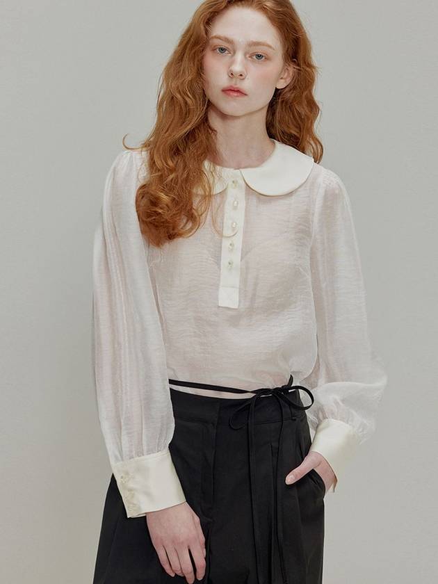 Round Collar See Through Blouse Ivory - OPENING SUNSHINE - BALAAN 4