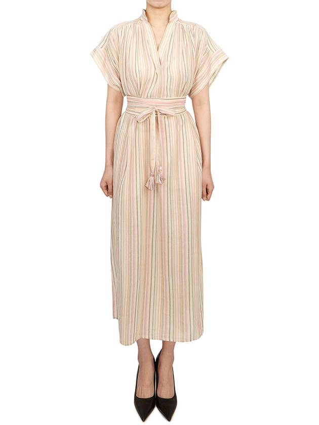 Women's Short Sleeve Long Dress Beige - VANESSA BRUNO - BALAAN 2