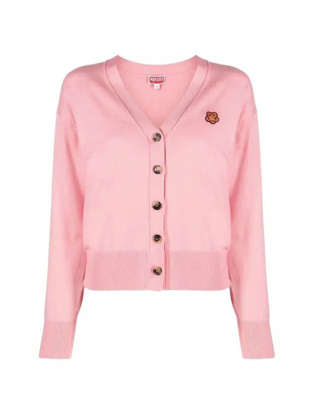 Boke Flower Embroidered Wool Cardigan Pink - KENZO - BALAAN 1