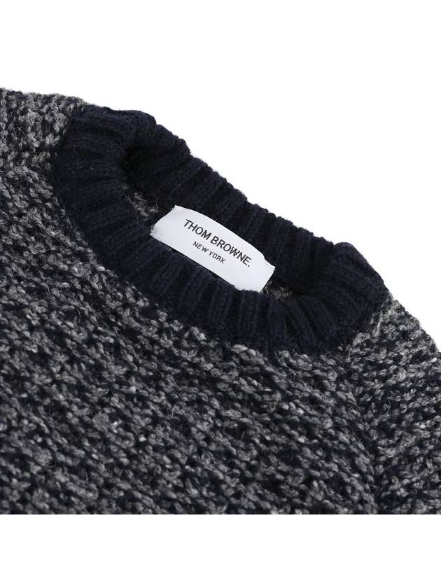 Tuck Stitch Raglan Sleeve Crew Neck Knit Top Navy - THOM BROWNE - BALAAN 4