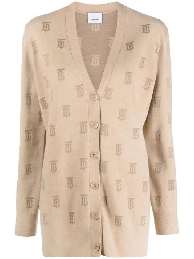 TB Pattern V-Neck Knit Cardigan Beige - BURBERRY - BALAAN 3